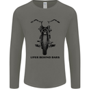 Lifer Behind Bars Motorcycle Motorbike Mens Long Sleeve T-Shirt Charcoal