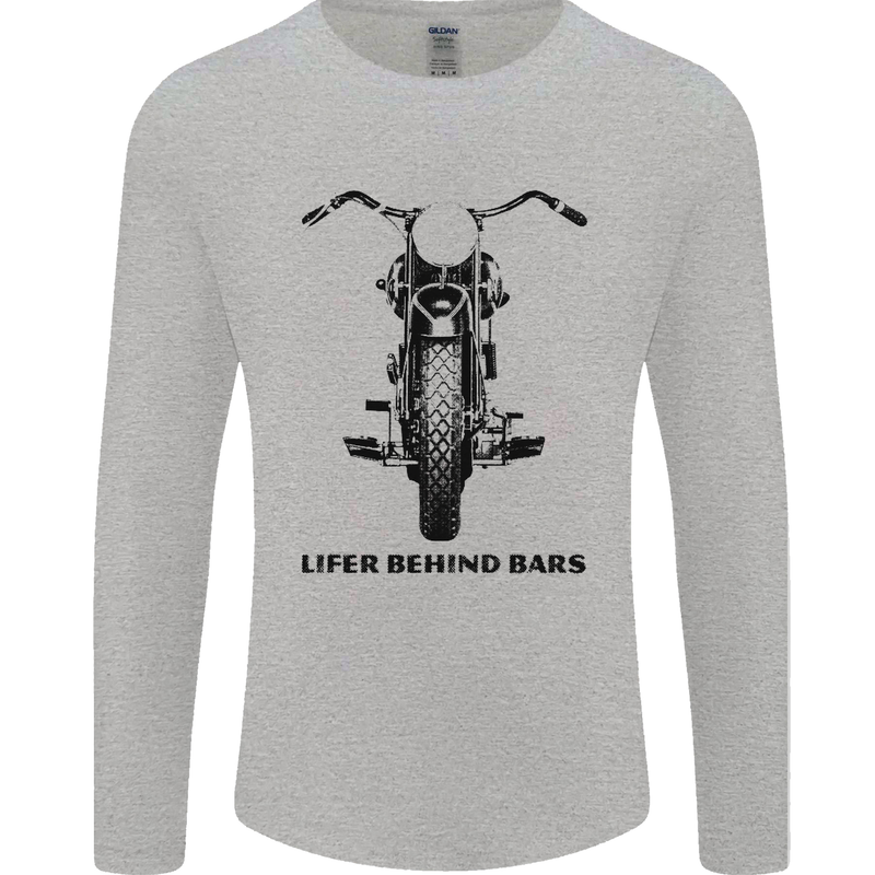 Lifer Behind Bars Motorcycle Motorbike Mens Long Sleeve T-Shirt Sports Grey