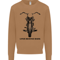 Lifer Behind Bars Motorcycle Motorbike Mens Sweatshirt Jumper Caramel Latte