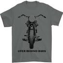 Lifer Behind Bars Motorcycle Motorbike Mens T-Shirt Cotton Gildan Charcoal