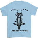 Lifer Behind Bars Motorcycle Motorbike Mens T-Shirt Cotton Gildan Light Blue