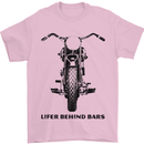 Lifer Behind Bars Motorcycle Motorbike Mens T-Shirt Cotton Gildan Light Pink