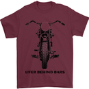 Lifer Behind Bars Motorcycle Motorbike Mens T-Shirt Cotton Gildan Maroon