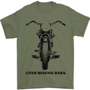 Lifer Behind Bars Motorcycle Motorbike Mens T-Shirt Cotton Gildan Military Green