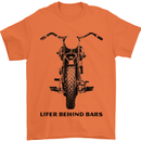 Lifer Behind Bars Motorcycle Motorbike Mens T-Shirt Cotton Gildan Orange