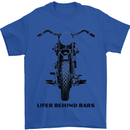 Lifer Behind Bars Motorcycle Motorbike Mens T-Shirt Cotton Gildan Royal Blue