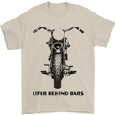 Lifer Behind Bars Motorcycle Motorbike Mens T-Shirt Cotton Gildan Sand