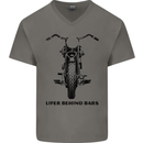 Lifer Behind Bars Motorcycle Motorbike Mens V-Neck Cotton T-Shirt Charcoal