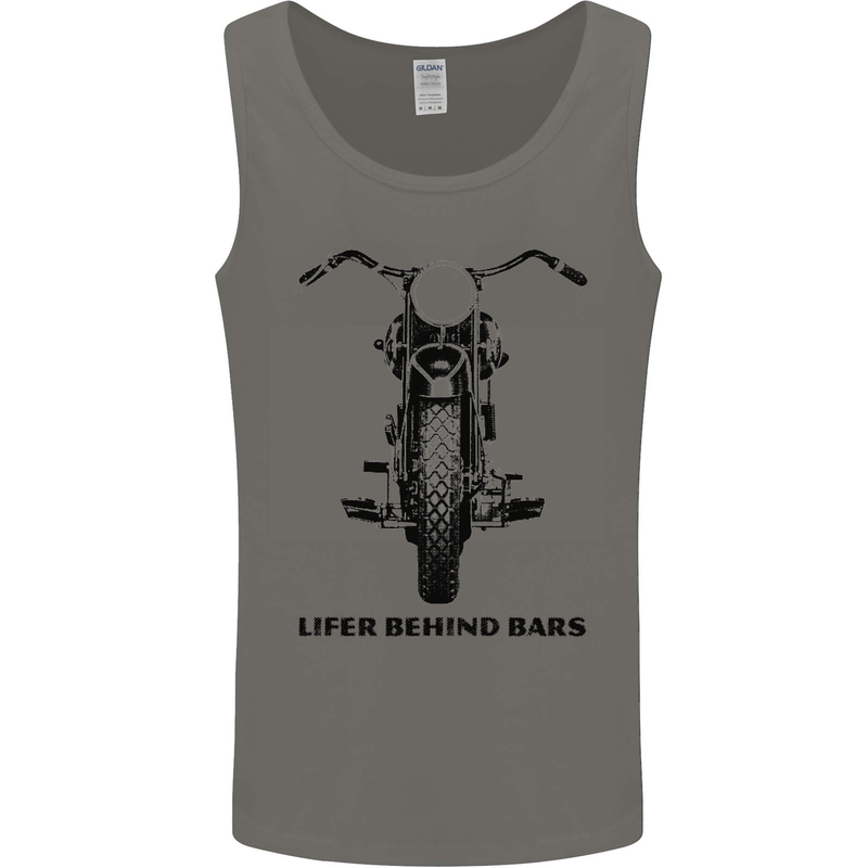 Lifer Behind Bars Motorcycle Motorbike Mens Vest Tank Top Charcoal