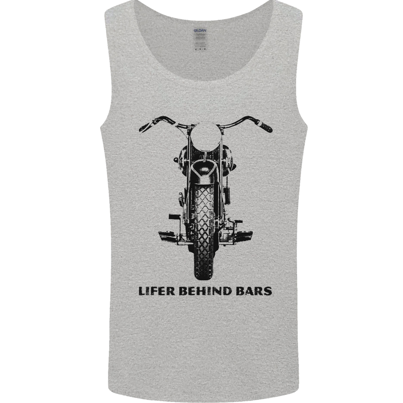 Lifer Behind Bars Motorcycle Motorbike Mens Vest Tank Top Sports Grey