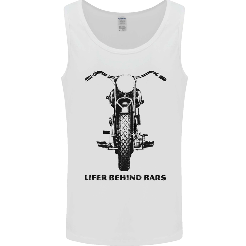 Lifer Behind Bars Motorcycle Motorbike Mens Vest Tank Top White