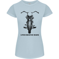 Lifer Behind Bars Motorcycle Motorbike Womens Petite Cut T-Shirt Light Blue