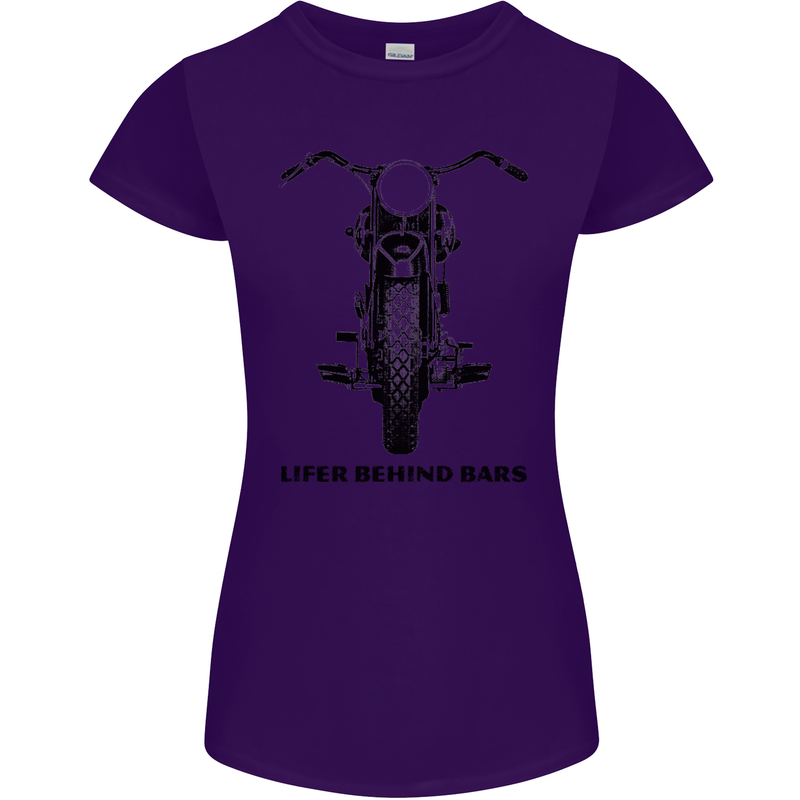 Lifer Behind Bars Motorcycle Motorbike Womens Petite Cut T-Shirt Purple