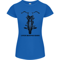 Lifer Behind Bars Motorcycle Motorbike Womens Petite Cut T-Shirt Royal Blue