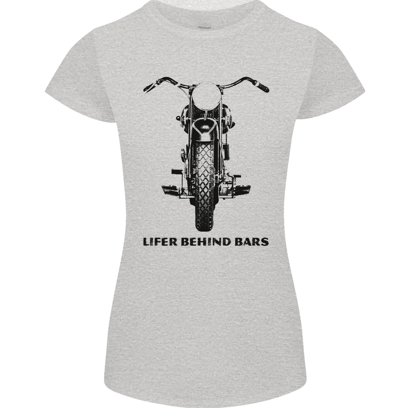 Lifer Behind Bars Motorcycle Motorbike Womens Petite Cut T-Shirt Sports Grey
