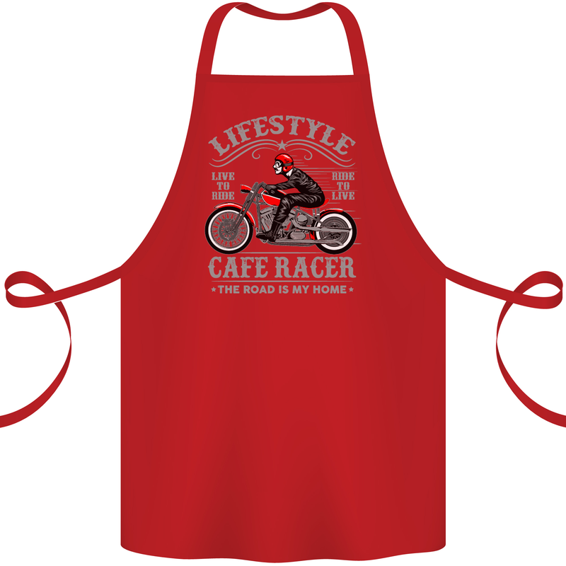 Lifestyle Cafe Racer Biker Motorcycle Cotton Apron 100% Organic Red