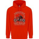 Lifestyle Cafe Racer Biker Motorcycle Mens 80% Cotton Hoodie Bright Red