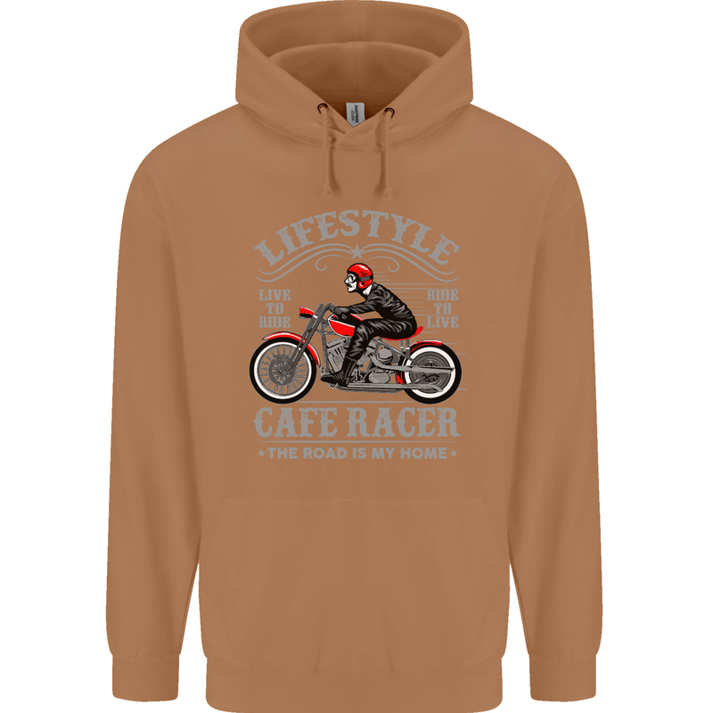 Lifestyle Cafe Racer Biker Motorcycle Mens 80% Cotton Hoodie Caramel Latte