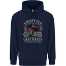 Lifestyle Cafe Racer Biker Motorcycle Mens 80% Cotton Hoodie Navy Blue