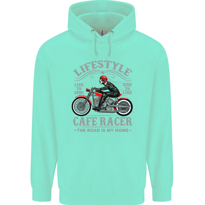 Lifestyle Cafe Racer Biker Motorcycle Mens 80% Cotton Hoodie Peppermint