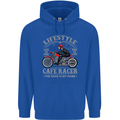Lifestyle Cafe Racer Biker Motorcycle Mens 80% Cotton Hoodie Royal Blue