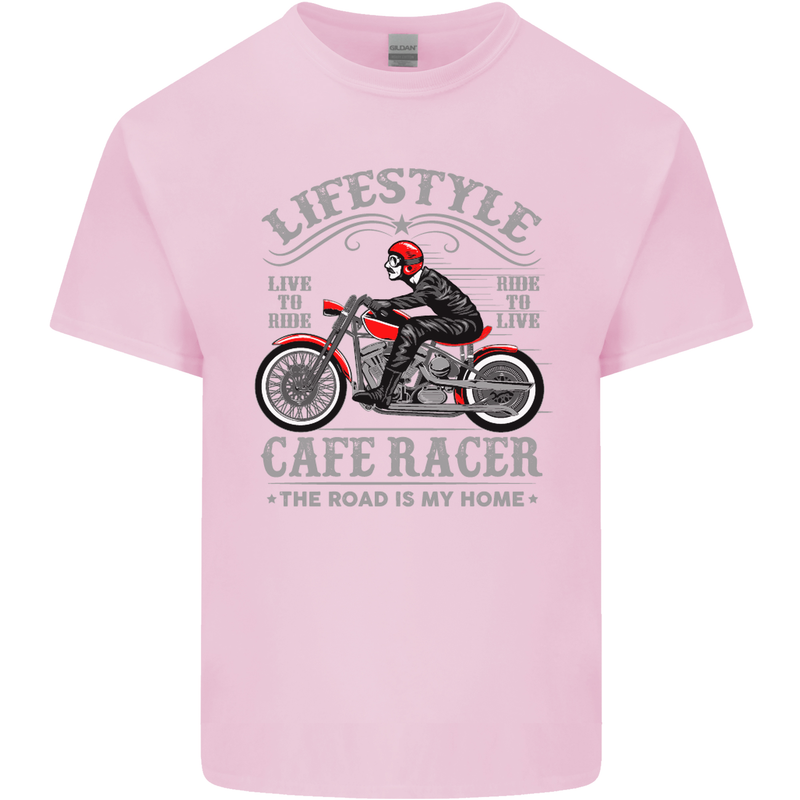Lifestyle Cafe Racer Biker Motorcycle Mens Cotton T-Shirt Tee Top Light Pink