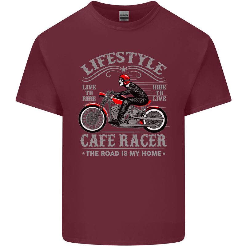 Lifestyle Cafe Racer Biker Motorcycle Mens Cotton T-Shirt Tee Top Maroon