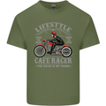 Lifestyle Cafe Racer Biker Motorcycle Mens Cotton T-Shirt Tee Top Military Green