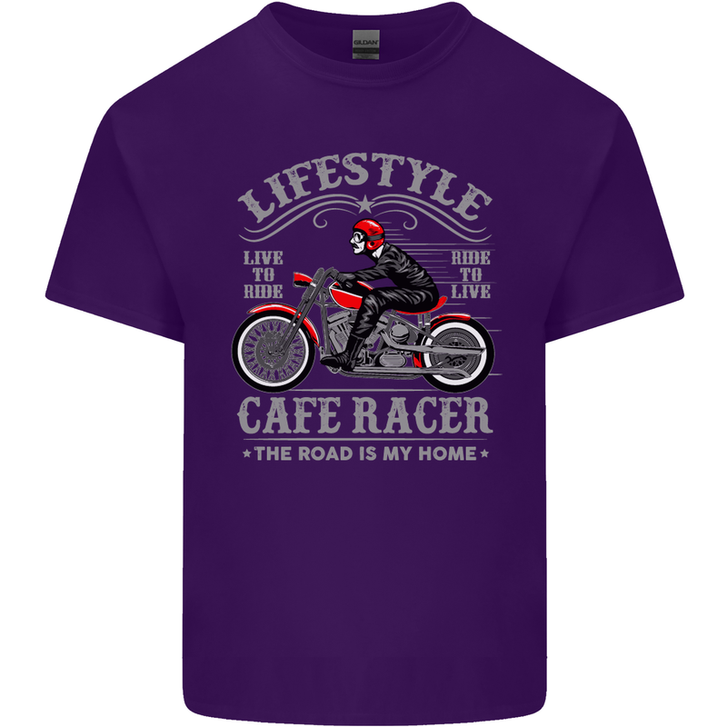 Lifestyle Cafe Racer Biker Motorcycle Mens Cotton T-Shirt Tee Top Purple