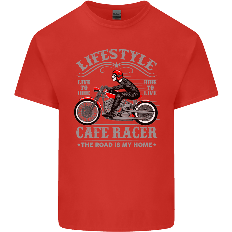 Lifestyle Cafe Racer Biker Motorcycle Mens Cotton T-Shirt Tee Top Red