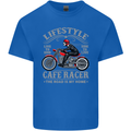 Lifestyle Cafe Racer Biker Motorcycle Mens Cotton T-Shirt Tee Top Royal Blue