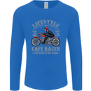 Lifestyle Cafe Racer Biker Motorcycle Mens Long Sleeve T-Shirt Royal Blue