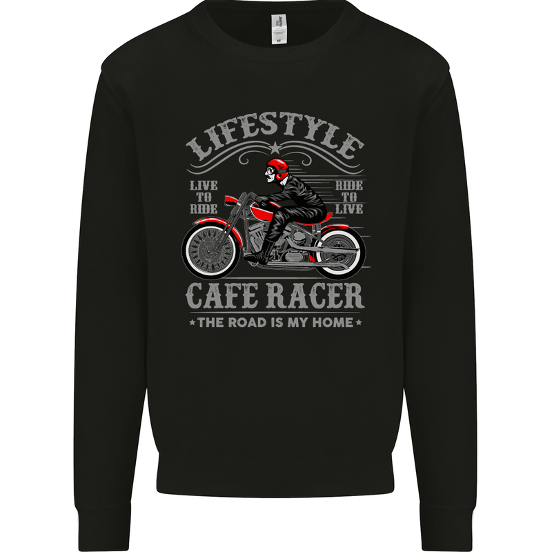 Lifestyle Cafe Racer Biker Motorcycle Mens Sweatshirt Jumper Black