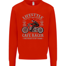 Lifestyle Cafe Racer Biker Motorcycle Mens Sweatshirt Jumper Bright Red