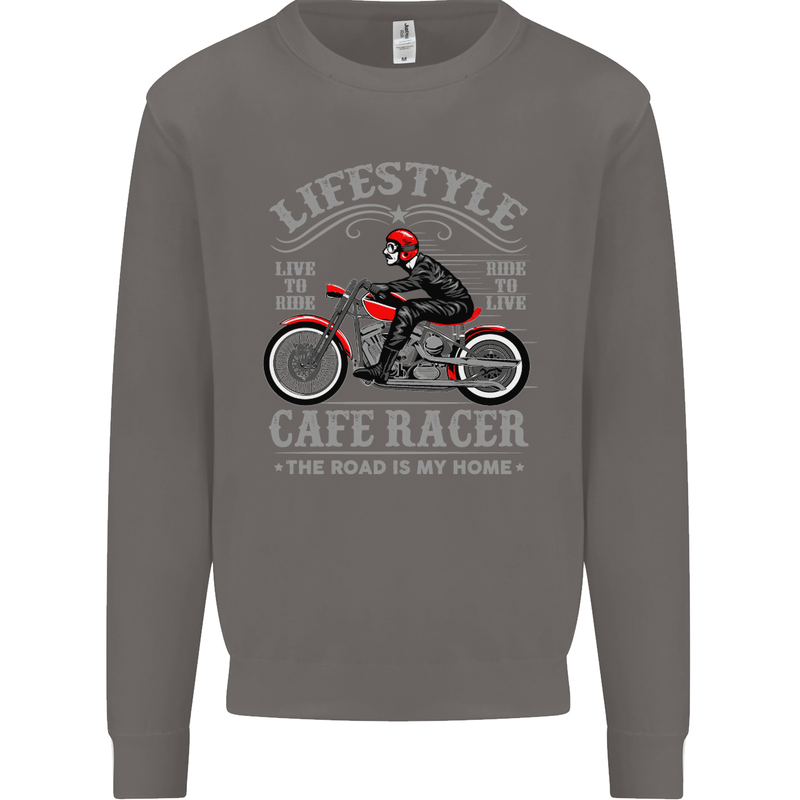 Lifestyle Cafe Racer Biker Motorcycle Mens Sweatshirt Jumper Charcoal