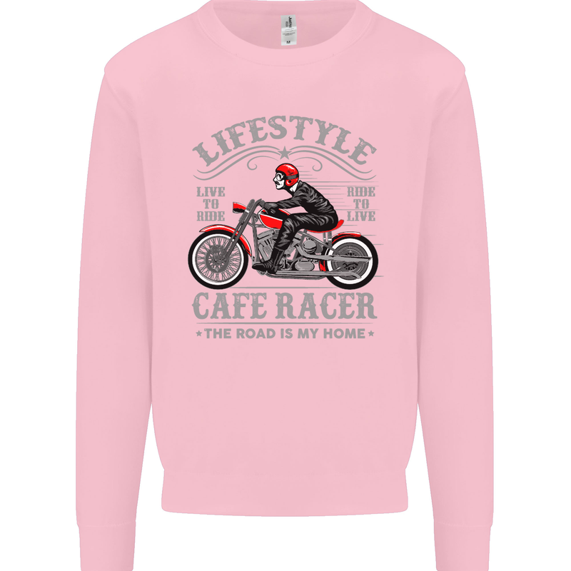 Lifestyle Cafe Racer Biker Motorcycle Mens Sweatshirt Jumper Light Pink