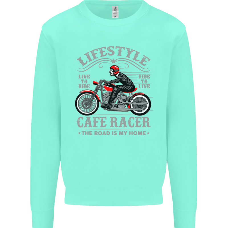 Lifestyle Cafe Racer Biker Motorcycle Mens Sweatshirt Jumper Peppermint