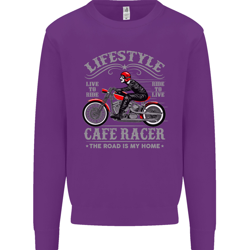 Lifestyle Cafe Racer Biker Motorcycle Mens Sweatshirt Jumper Purple