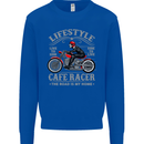 Lifestyle Cafe Racer Biker Motorcycle Mens Sweatshirt Jumper Royal Blue