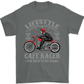 Lifestyle Cafe Racer Biker Motorcycle Mens T-Shirt Cotton Gildan Charcoal