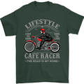 Lifestyle Cafe Racer Biker Motorcycle Mens T-Shirt Cotton Gildan Forest Green