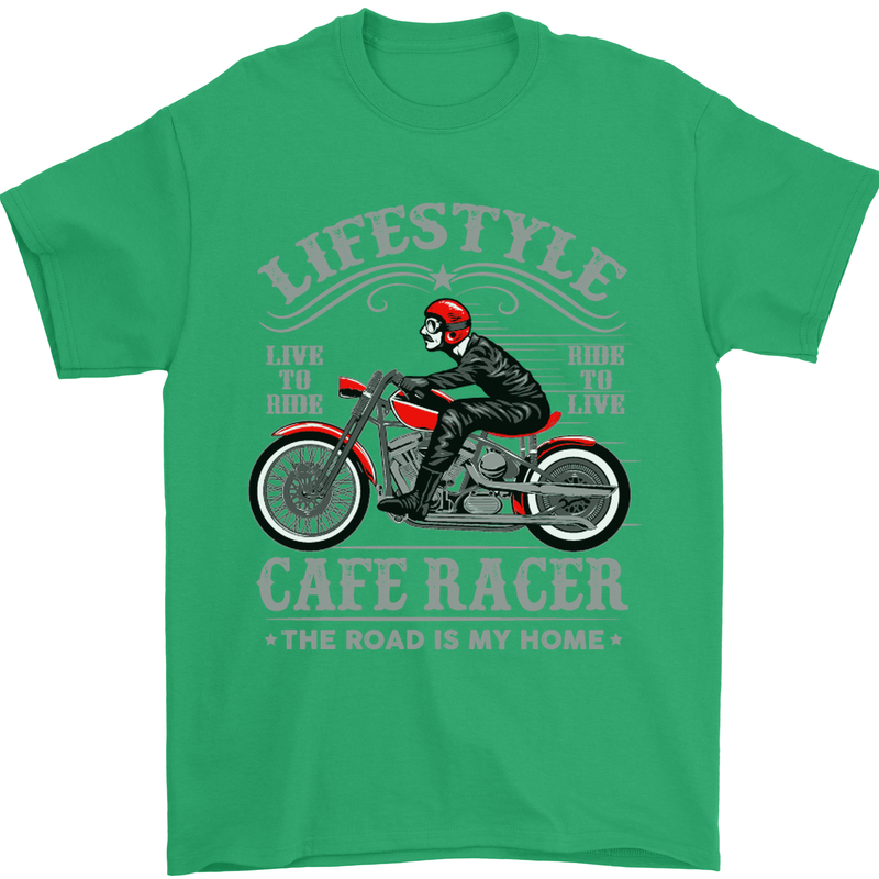 Lifestyle Cafe Racer Biker Motorcycle Mens T-Shirt Cotton Gildan Irish Green