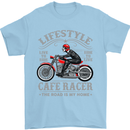 Lifestyle Cafe Racer Biker Motorcycle Mens T-Shirt Cotton Gildan Light Blue