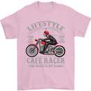 Lifestyle Cafe Racer Biker Motorcycle Mens T-Shirt Cotton Gildan Light Pink