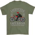 Lifestyle Cafe Racer Biker Motorcycle Mens T-Shirt Cotton Gildan Military Green