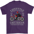 Lifestyle Cafe Racer Biker Motorcycle Mens T-Shirt Cotton Gildan Purple