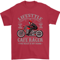 Lifestyle Cafe Racer Biker Motorcycle Mens T-Shirt Cotton Gildan Red