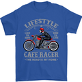 Lifestyle Cafe Racer Biker Motorcycle Mens T-Shirt Cotton Gildan Royal Blue