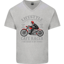 Lifestyle Cafe Racer Biker Motorcycle Mens V-Neck Cotton T-Shirt Sports Grey
