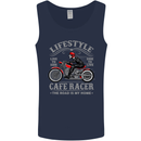 Lifestyle Cafe Racer Biker Motorcycle Mens Vest Tank Top Navy Blue